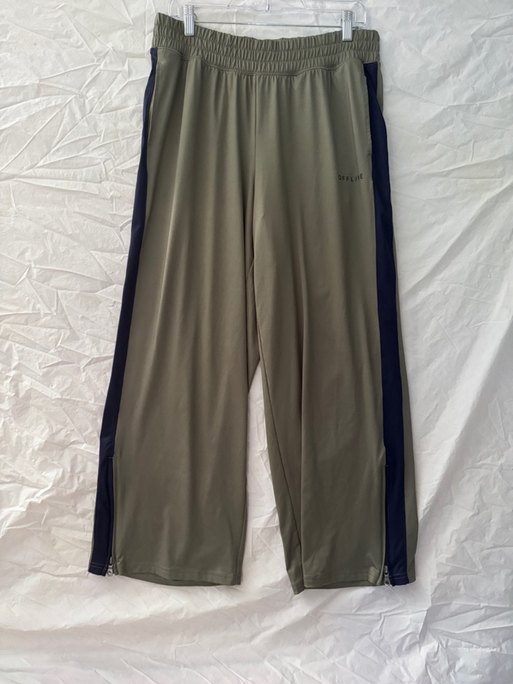 OFFLINE by Aerie 90’s Style Olive Elastic Waist Track Pants with Bottom Zipper